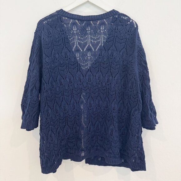 Catherines Open Knit V-Neck Cardigan Sweater Top Boho Cottage Blue Plus Size 3X - Picture 6 of 6